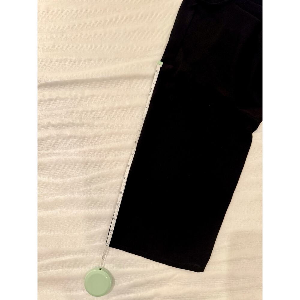 Black Pleated Blouse Pintuck 3/4 Sleeve Stretch Woven Minimalist Small Workwear - Picture 10 of 15
